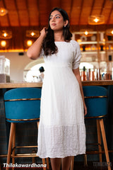 Tendenza Square Neckline Frilled Hem Midi Dress