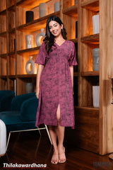 Tendenza V Neck Kimono Sleeve Midi Dress