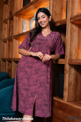 Tendenza V Neck Kimono Sleeve Midi Dress