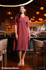 Tendenza V Neck Kimono Sleeve Midi Dress