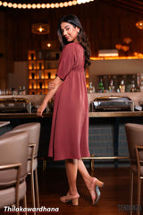 Tendenza V Neck Kimono Sleeve Midi Dress