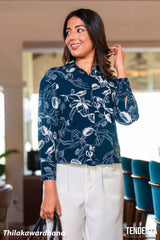 Tendenza Button-Up Printed Blouse