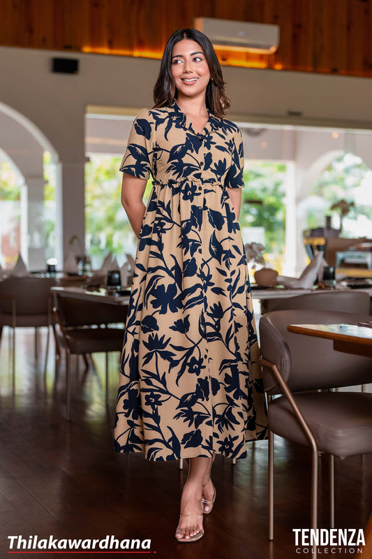Tendenza Lapel Collar Maxi Dress