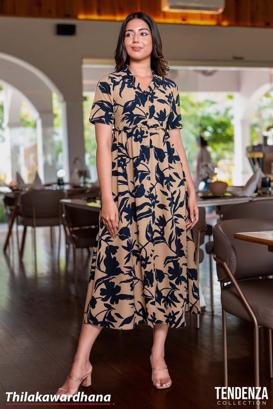 Tendenza Lapel Collar Maxi Dress