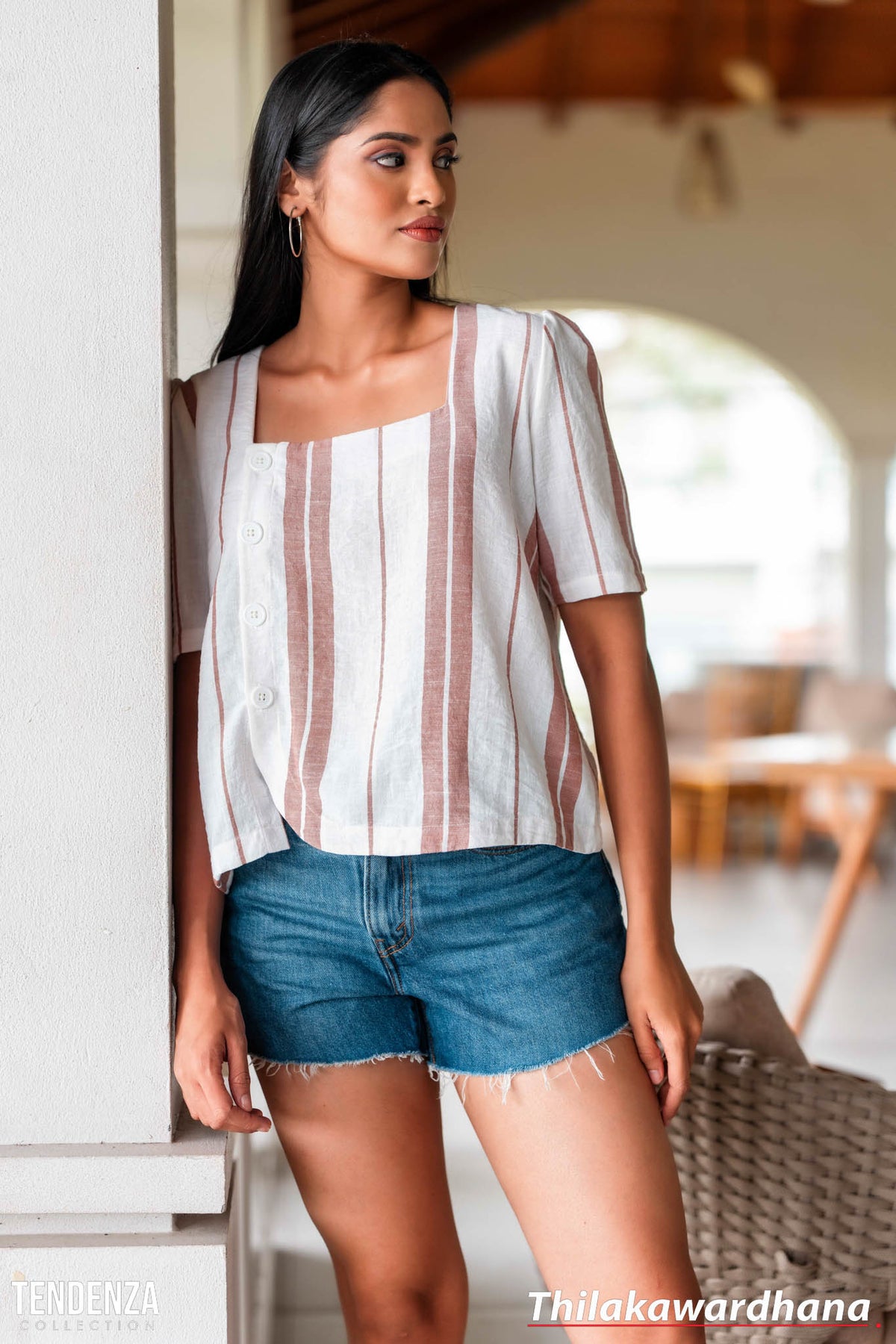 Tendenza Chic Asymmetrical Square Neck Blouse