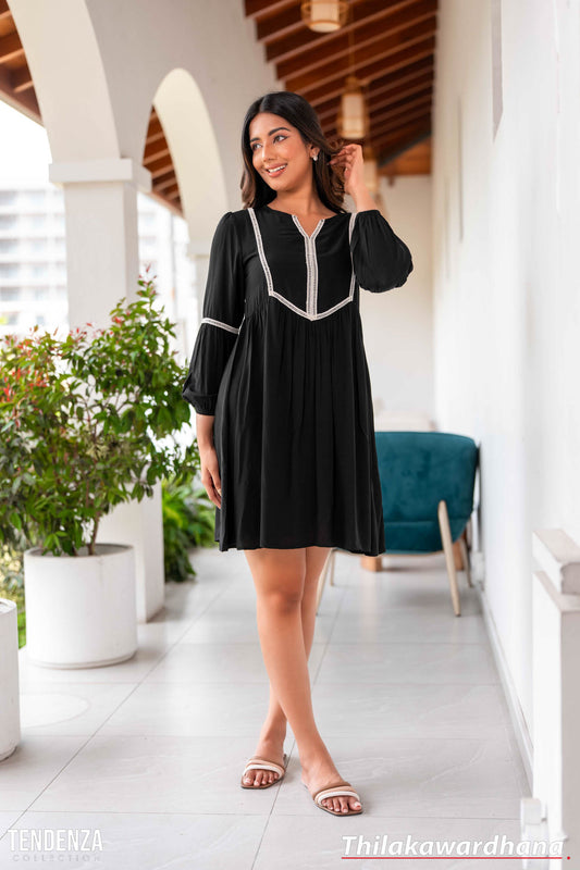 Tendenza Puff Sleeve Boho Tunic Dress