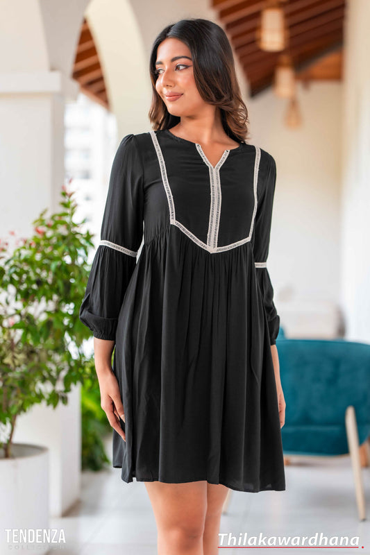 Tendenza Puff Sleeve Boho Tunic Dress