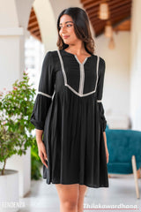 Tendenza Puff Sleeve Boho Tunic Dress