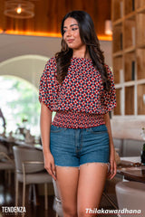 Tendenza Batwing Sleeve Smocked Top