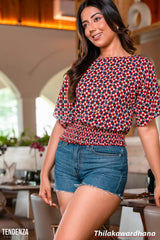 Tendenza Batwing Sleeve Smocked Top