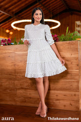 Aura Frill Detailed Polka Dot Printed Top