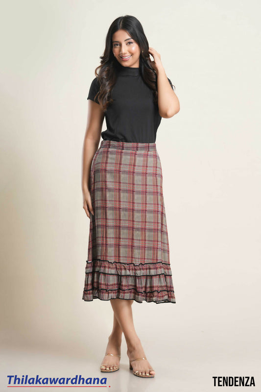 Tendenza Frilled Hem Midi Skirt