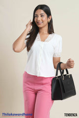 Tendenza Vintage Charm Lace Trim Blouse
