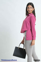 Tendenza Asymmetrical Hem Long Sleeve Top