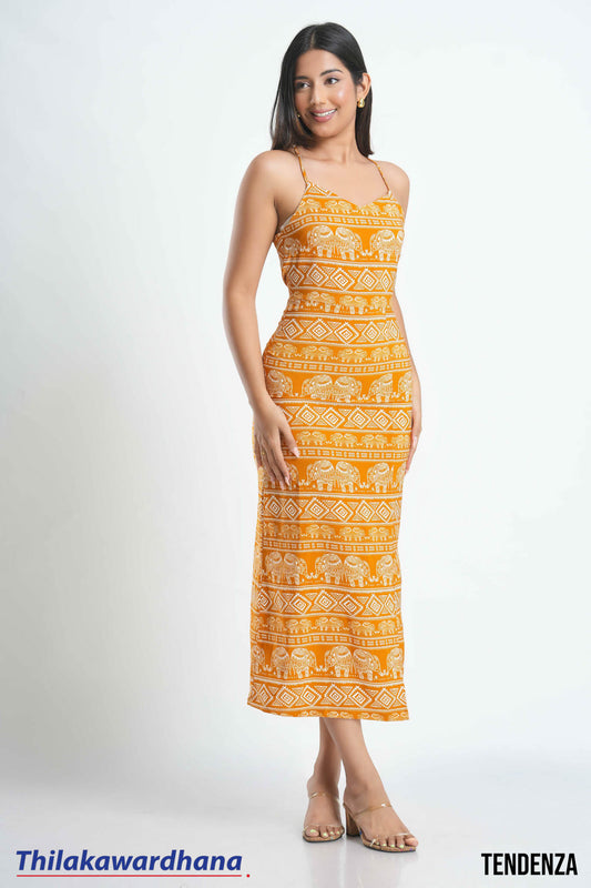 Tendenza Strappy Printed Split Maxi Dress