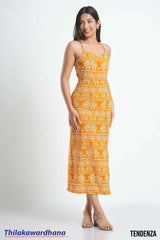 Tendenza Strappy Printed Split Maxi Dress