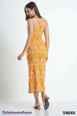 Tendenza Strappy Printed Split Maxi Dress