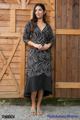 Tendenza Leopard Print Midi Wrap Dress
