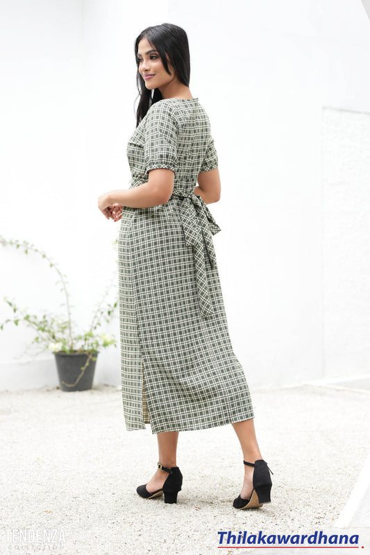 Tendenza Short Sleeve Belted Midi Dress