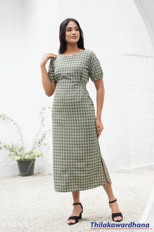 Tendenza Short Sleeve Belted Midi Dress