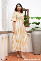 Aura Floral Printed Puff Sleeve Maxi Dress