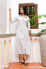 Tendenza Striped Long Sleeve Shirt Dress
