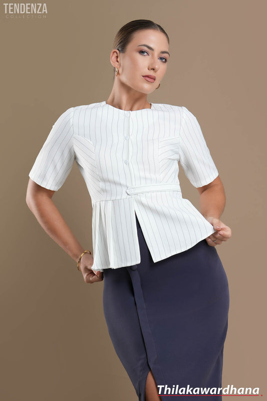 Tendenza Round Neck Pleated WW Top