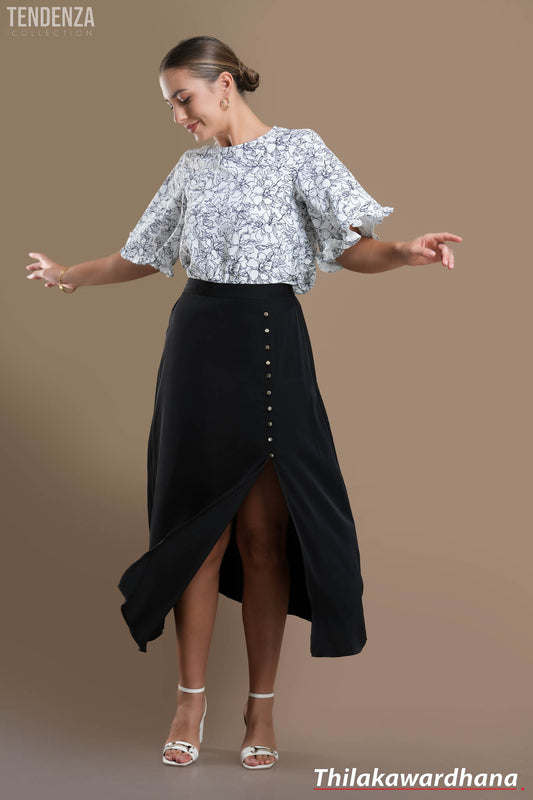 Tendenza Side Buttoned A Line Skirt