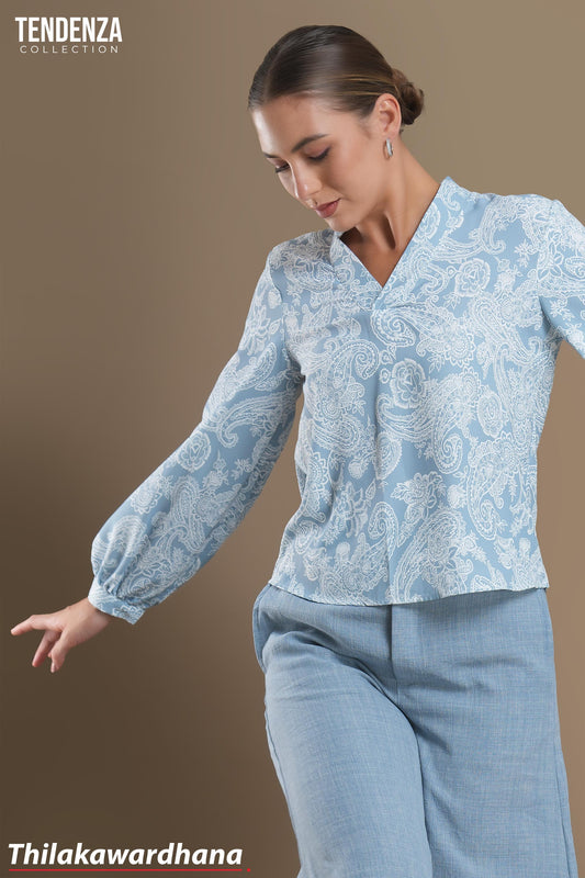 Tendenza Blue Mist Paisley Blouse