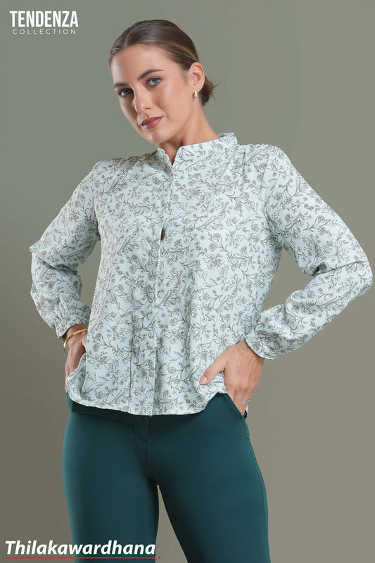 Tendenza Floral Printed Button Down Top