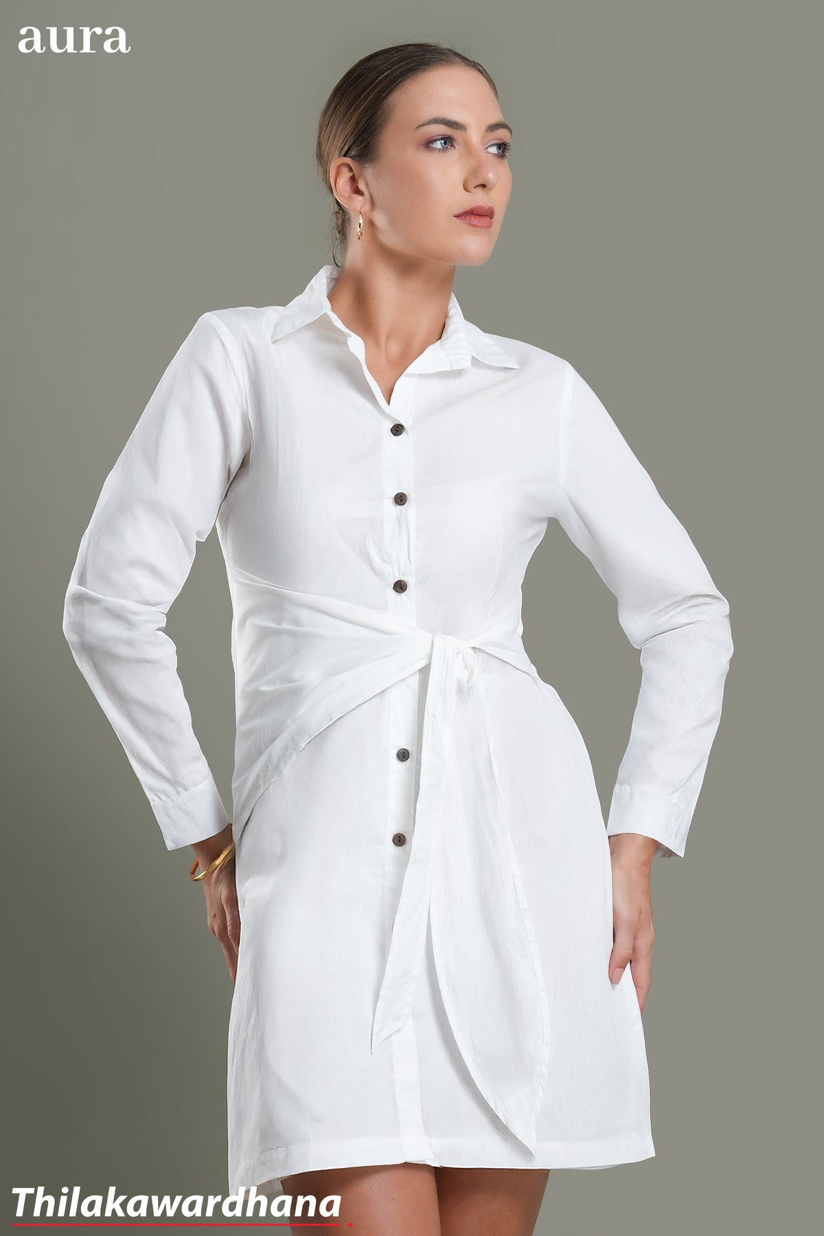 Aura Drape Detail Shirt Dress
