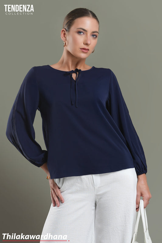 Tendenza Lace Detailed Long Sleeve Top