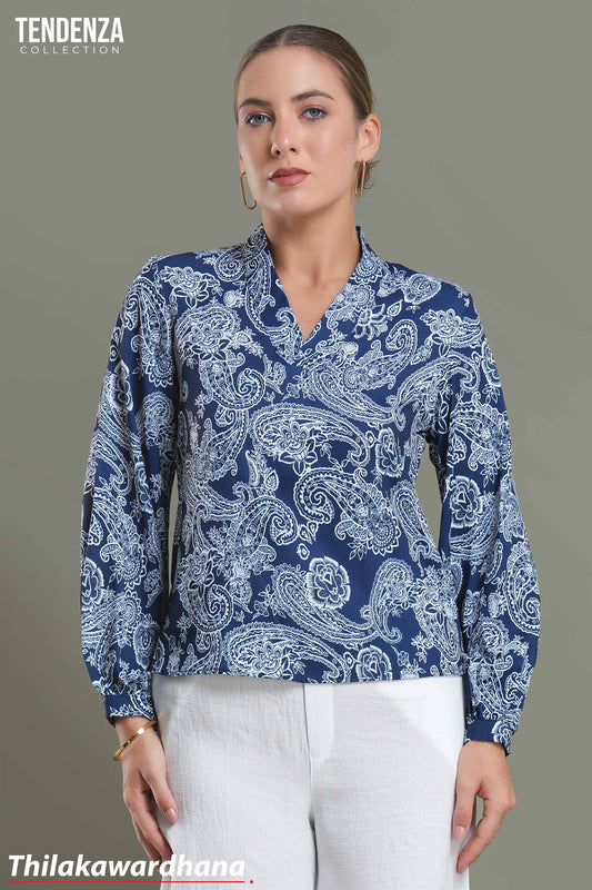 Tendenza Blue Mist Paisley Blouse