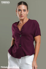Tendenza Detail Button Haute Elegant Top