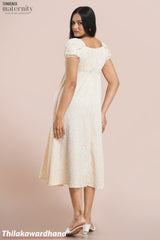 Tendenza Puff Sleeve Petel Midi Maternity Dress