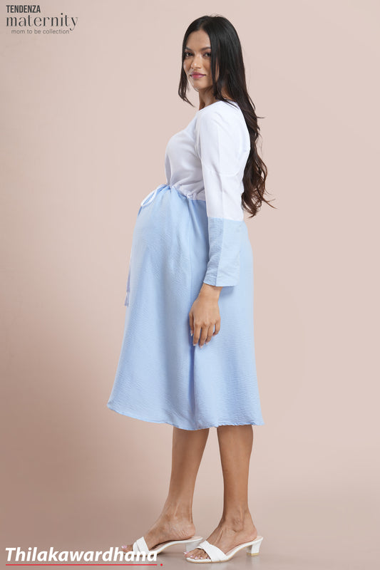 Tendenza Color Block Lace Up Maternity Dress