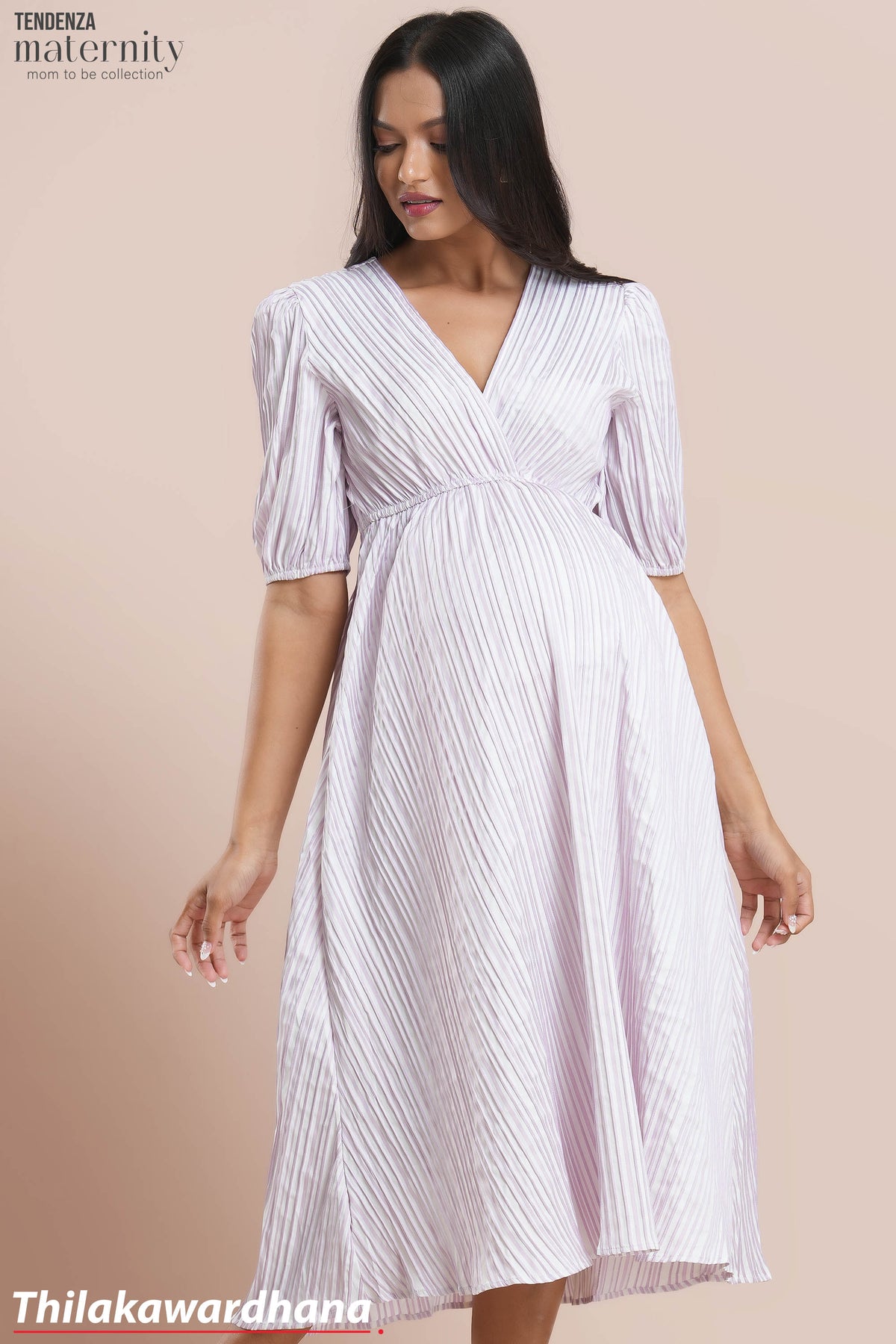 Tendenza Front Overlap Midi Maternity Dress