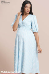 Tendenza Front Overlap Midi Maternity Dress
