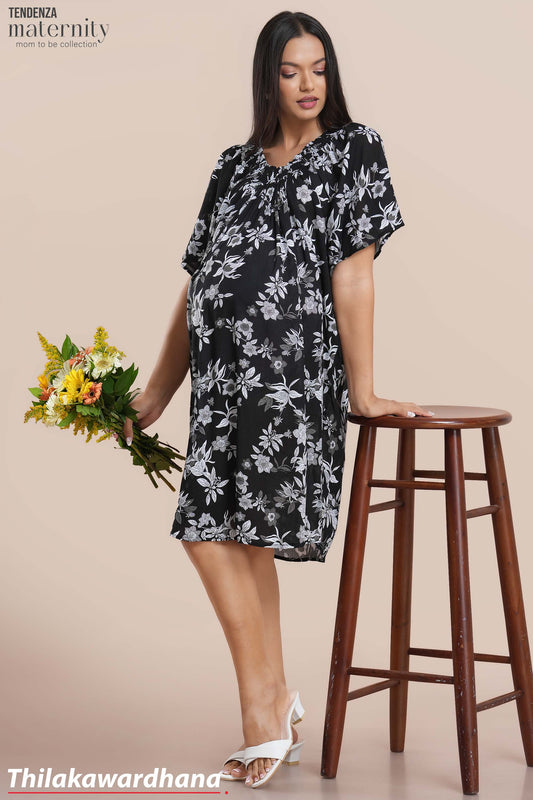 Tendenza Shoulder Smocked Maternity Dress