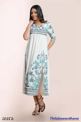 Aura Turquoise Paisley Elegance Dress