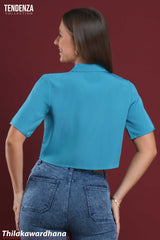 Tendenza Short Sleeve Pleated Cropped Shirt