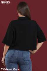 Tendenza Rainbow Button Oversized Crop Top