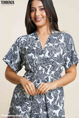 Tendenza Kimono Sleeve Draped Mini Dress