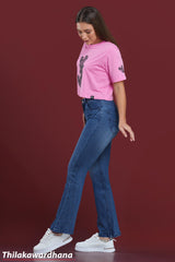 Mid Waist Dark Washed Flare Jeans