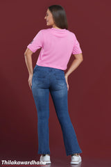 Mid Waist Dark Washed Flare Jeans