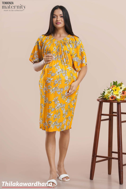 Tendenza Shoulder Smocked Maternity Dress