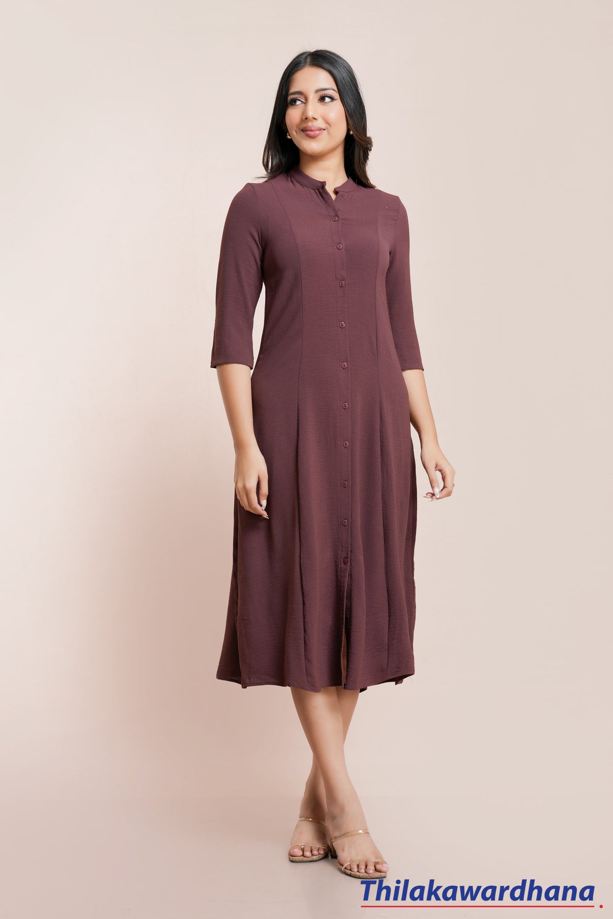 Tendenza Chinese Collared Midi Dress