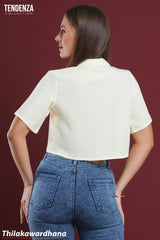 Tendenza Short Sleeve Pleated Cropped Shirt
