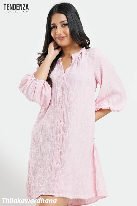 Aura Teal Balloon Sleeve Shirt Dress