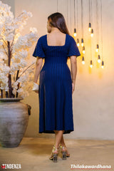 Tendenza V Neck Flared Sleeve Midi Dress